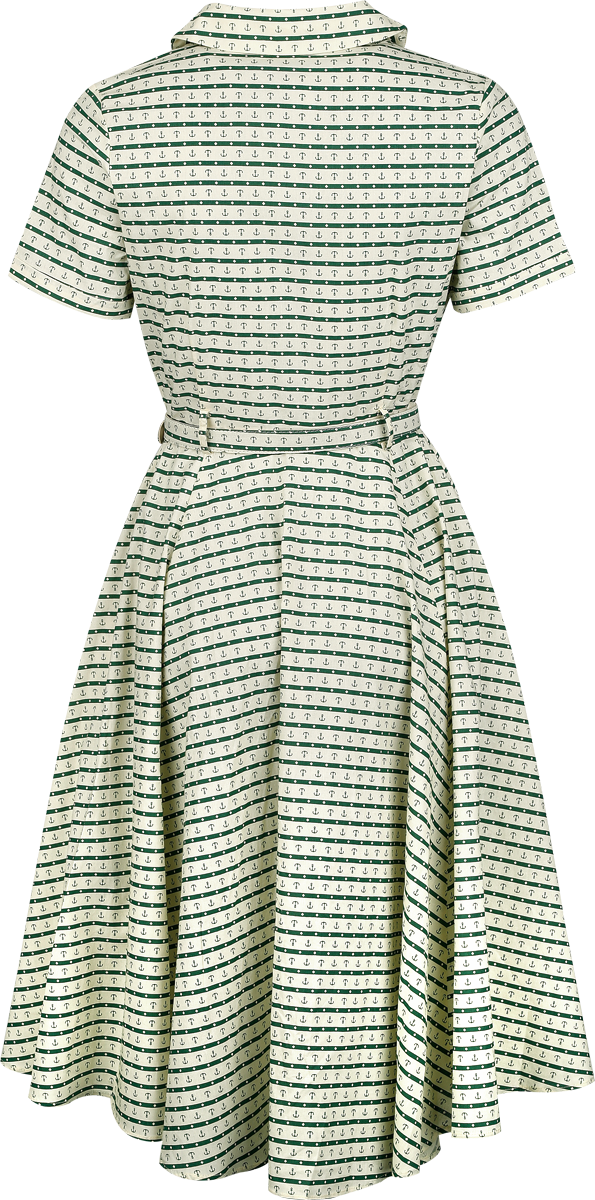 Robe mi-longue Rockabilly de Banned Retro - Bella Anchor Ahead Dress - XS à M - pour Femme - beige/vert - Banned Retro - View 2