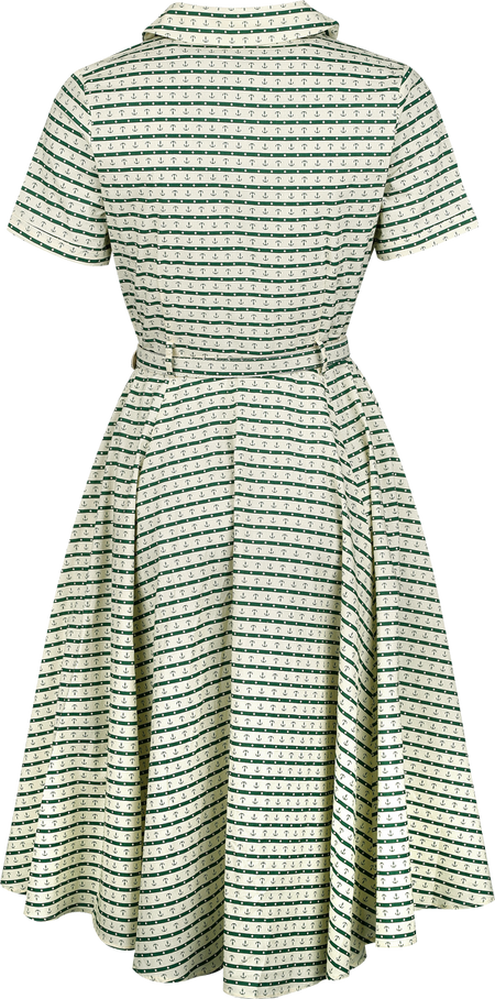 Robe mi-longue Rockabilly de Banned Retro - Bella Anchor Ahead Dress - XS à M - pour Femme - beige/vert - Banned Retro - View 2