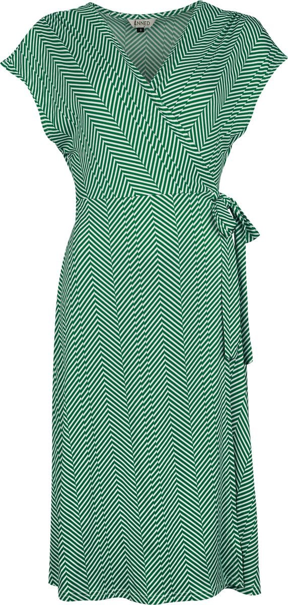 Robe mi-longue Rockabilly de Banned Retro - May Chevron Dress - XS à XXL - pour Femme - vert/blanc - Banned Retro