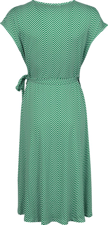 Robe mi-longue Rockabilly de Banned Retro - May Chevron Dress - XS à XXL - pour Femme - vert/blanc - Banned Retro - View 2