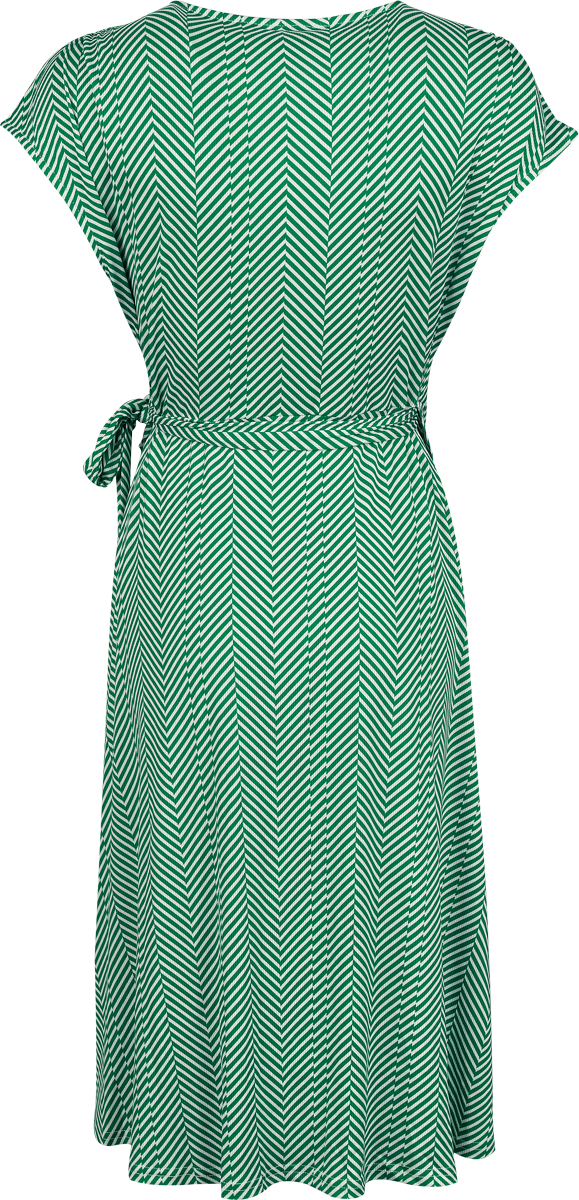 Robe mi-longue Rockabilly de Banned Retro - May Chevron Dress - XS à XXL - pour Femme - vert/blanc - Banned Retro - View 2