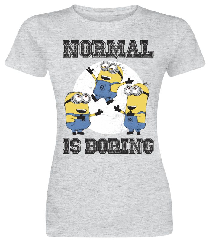 T-Shirt Manches courtes  de Les Minions - Normal life is boring - S à XXL - pour Femme - gris - Les Minions