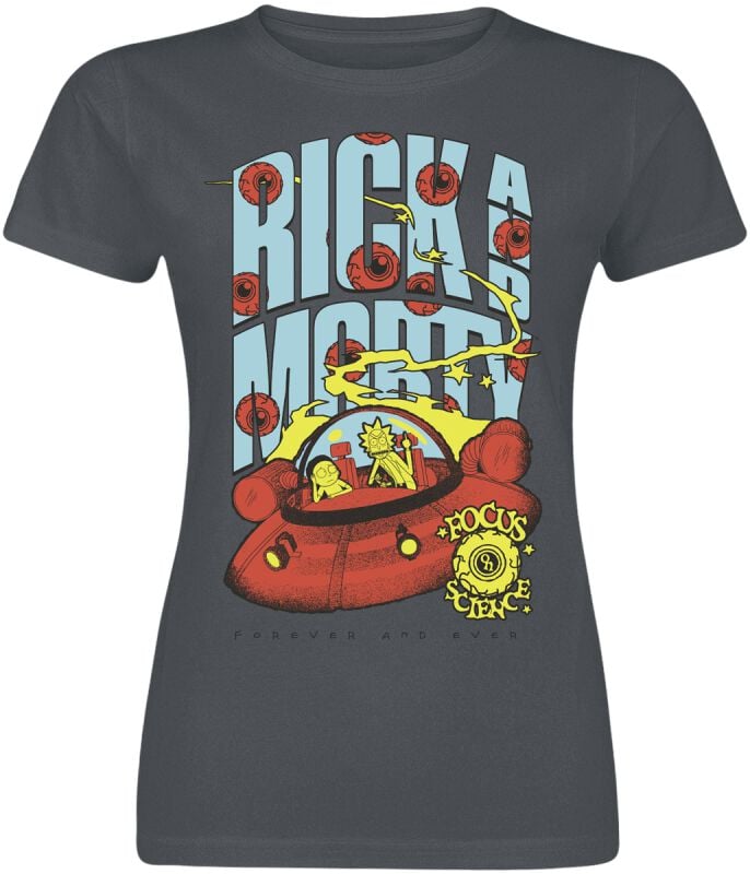 T-Shirt Manches courtes  de Rick & Morty - Focus On Science - S à XXL - pour Femme - gris foncé - Rick & Morty