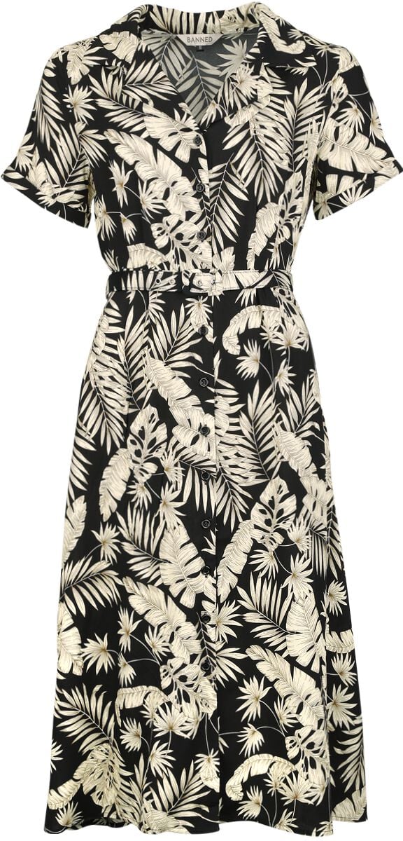 Robe mi-longue Rockabilly de Banned Retro - Yvette Dress - XS à 4XL - pour Femme - noir/marron - Banned Retro