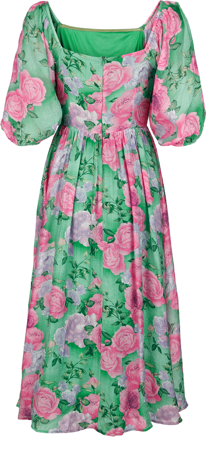 Robe longue Rockabilly de Banned Retro - Sandy Flower Dress - XS à 4XL - pour Femme - vert/rose - Banned Retro - View 2