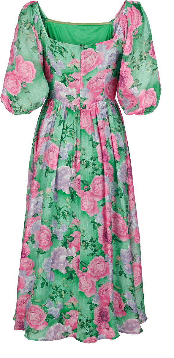 Robe longue Rockabilly de Banned Retro - Sandy Flower Dress - XS à 4XL - pour Femme - vert/rose - Banned Retro - View 2