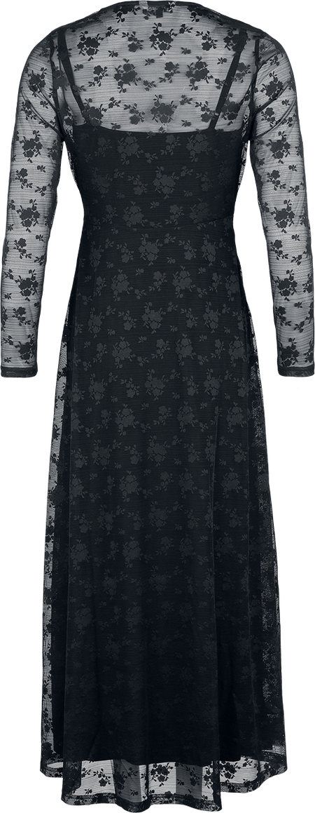 Robe longue Rockabilly de Banned Retro - Florence - Robe Longue avec Dentelle - S - pour Femme - noir - Banned Retro - View 2