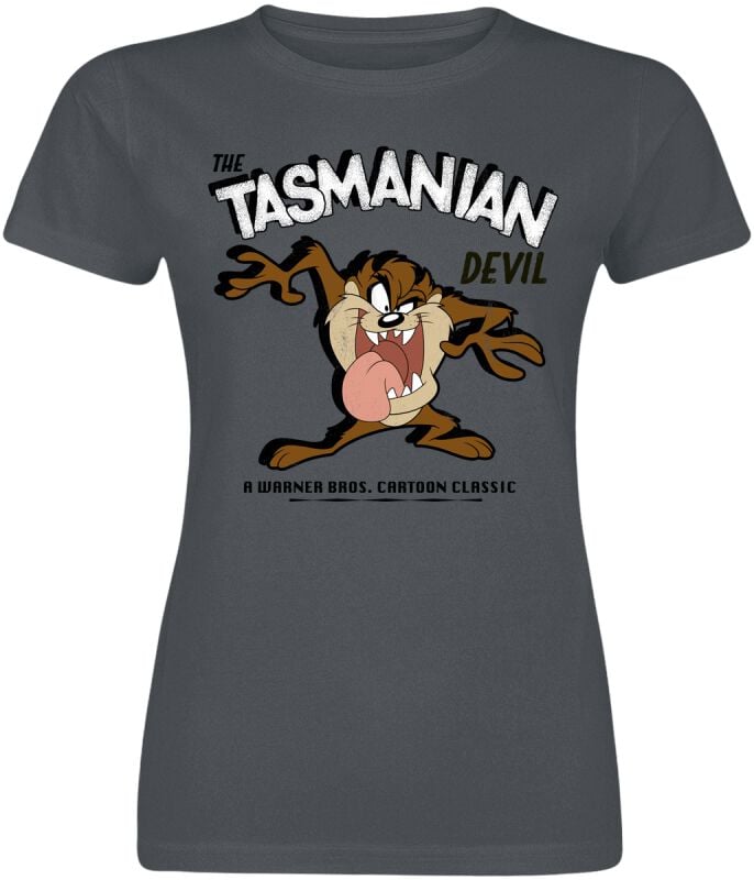 T-Shirt Manches courtes  de Looney Tunes - Le Diable De Tasmanie - L à XXL - pour Femme - gris foncé - Looney Tunes