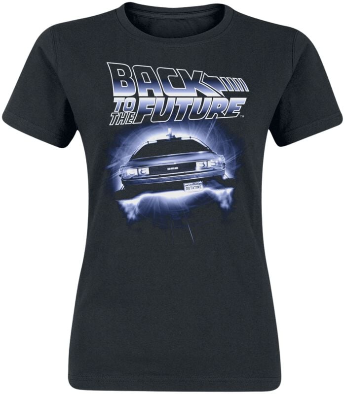 T-Shirt Manches courtes  de Retour Vers Le Futur - Flying Delorean - S à XXL - pour Femme - noir - Retour Vers Le Futur