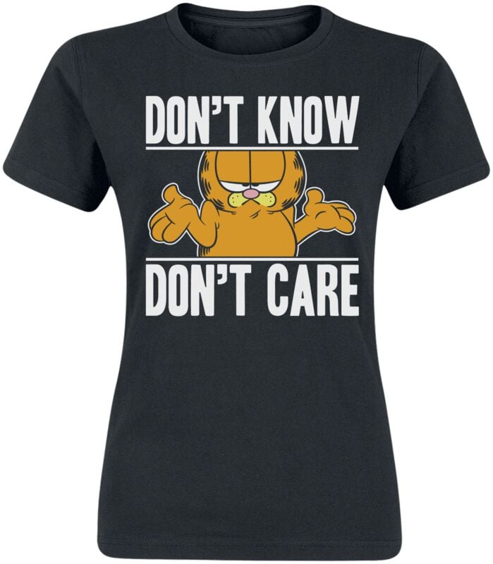 T-Shirt Manches courtes  de Garfield - Don`t Know - Don`t Care - S à XXL - pour Femme - noir - Garfield