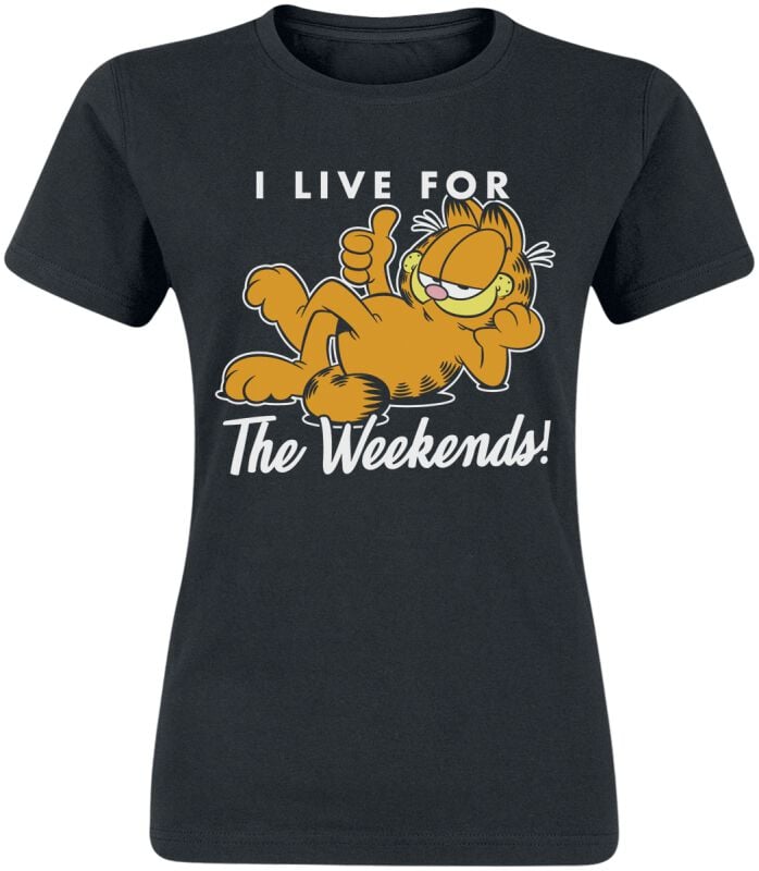 T-Shirt Manches courtes  de Garfield - Live for the Weekend - S à XXL - pour Femme - noir - Garfield