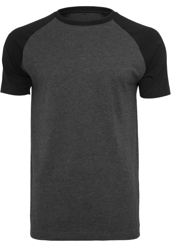 T-Shirt Manches courtes  de Build Your Brand - T-Shirt Raglan Contrastant - S à XXL - pour Homme - noir/gris - Build Your Brand