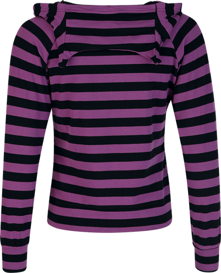 Sweat-shirt à capuche  de Banned Alternative - Cat Ears Striped Hoodie - S à XL - pour Femme - noir/lilas - Banned Alternative - View 2