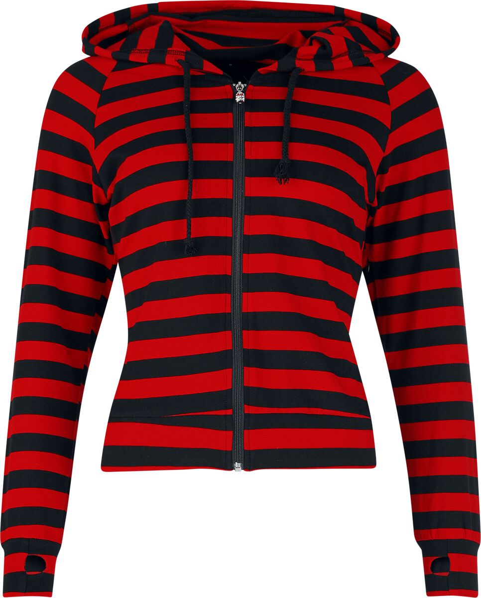 Sweat-shirt à capuche  de Banned Alternative - Cat Ears Striped Hoodie - S à XL - pour Femme - noir/rouge - Banned Alternative