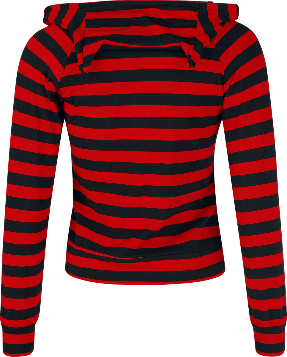 Sweat-shirt à capuche  de Banned Alternative - Cat Ears Striped Hoodie - S à XL - pour Femme - noir/rouge - Banned Alternative - View 2