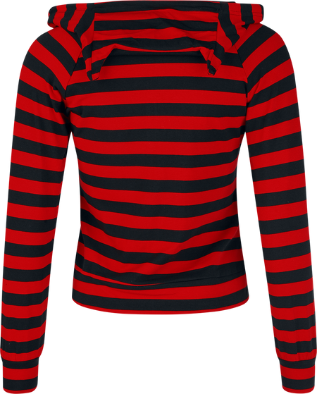 Sweat-shirt à capuche  de Banned Alternative - Cat Ears Striped Hoodie - S à XL - pour Femme - noir/rouge - Banned Alternative - View 2