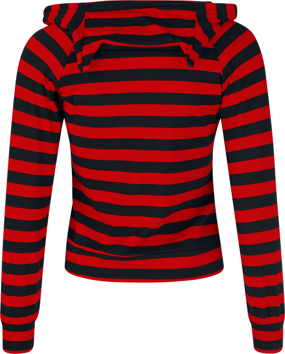 Sweat-shirt à capuche  de Banned Alternative - Cat Ears Striped Hoodie - S à XL - pour Femme - noir/rouge - Banned Alternative - View 2