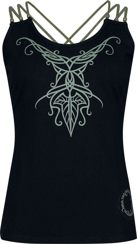 Top  de Le Seigneur Des Anneaux - Elfes de Mirkwood - Feuille de Lórien - S à XXL - pour Femme - noir - Le Seigneur Des Anneaux