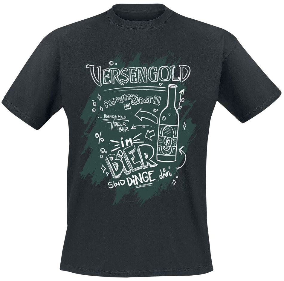 T-Shirt Manches courtes  de Versengold - Im Bier sind Dinge drin - S à XXL - pour Homme - noir - Versengold