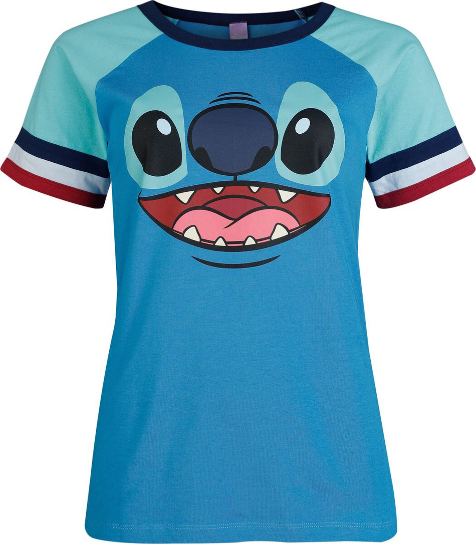 T-Shirt Manches courtes Disney de Lilo & Stitch - Stitch - Face - S à XXL - pour Femme - bleu - Lilo & Stitch
