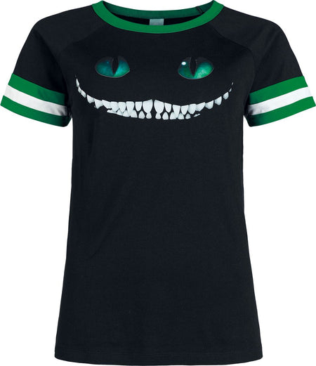 T-Shirt Manches courtes Disney de Alice Au Pays Des Merveilles - Cheshire Cat - S à XXL - pour Femme - noir - Alice Au Pays Des Merveilles
