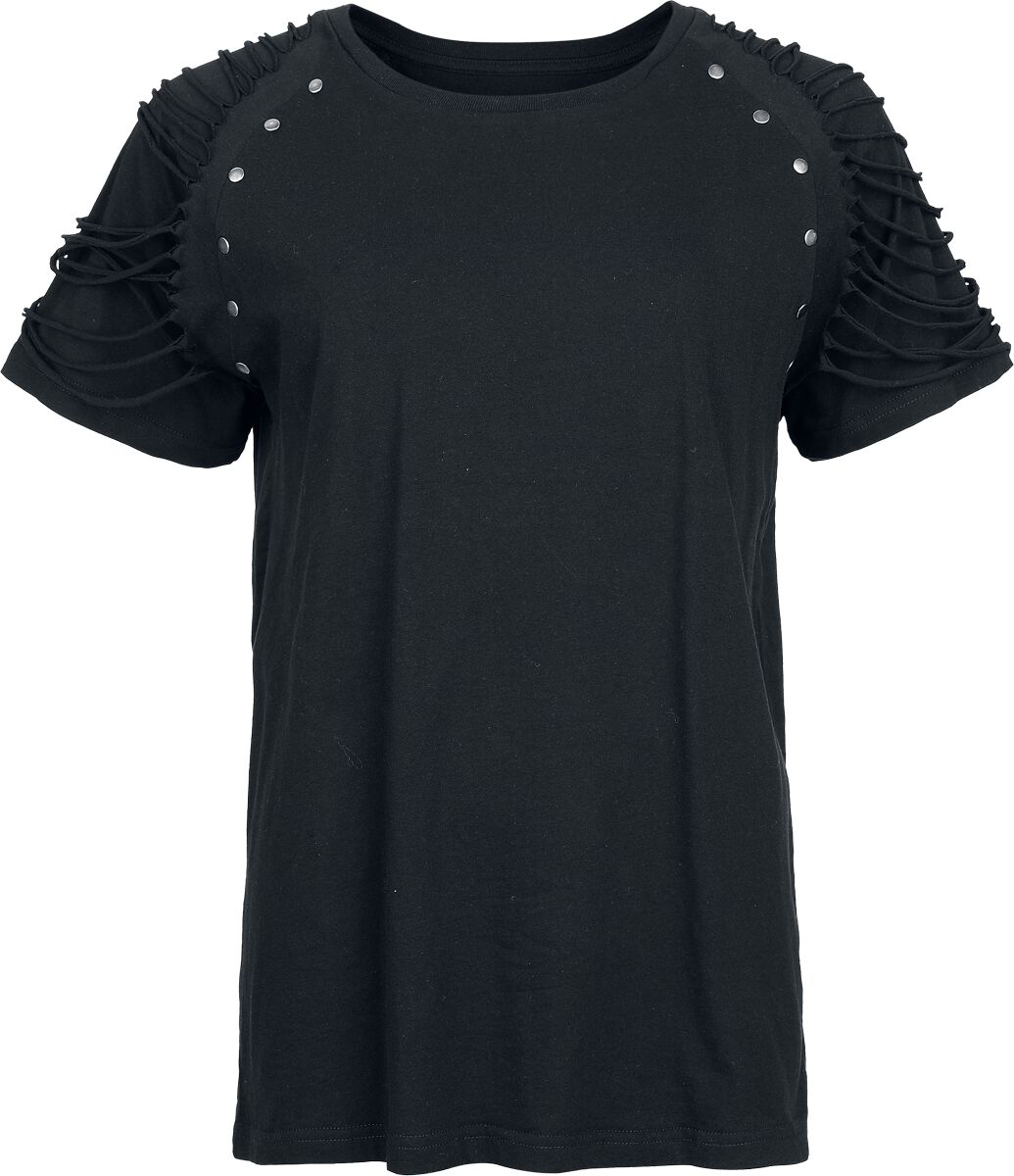T-Shirt Manches courtes Gothic de Gothicana by EMP - T-Shirt with Distressed Shoulders - S à XXL - pour Femme - noir - Gothicana by EMP