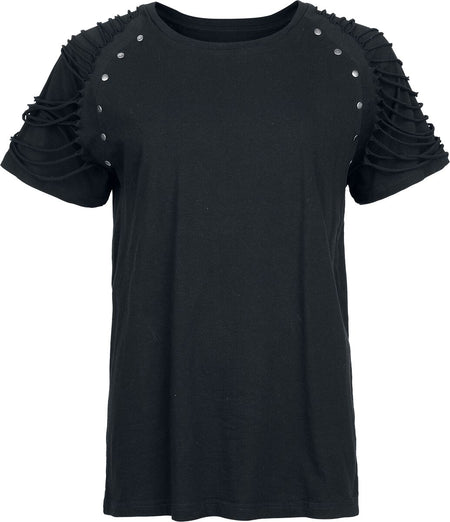 T-Shirt Manches courtes Gothic de Gothicana by EMP - T-Shirt with Distressed Shoulders - S à XXL - pour Femme - noir - Gothicana by EMP