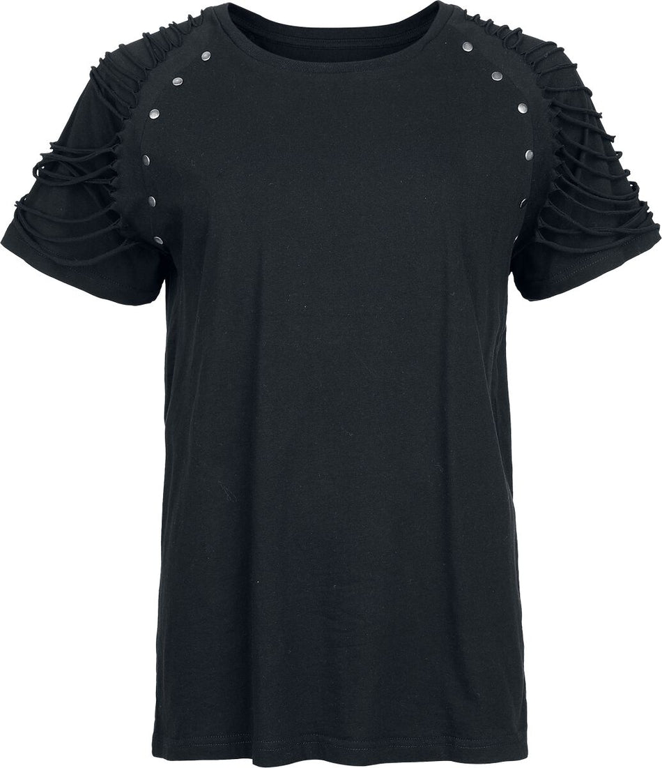 T-Shirt Manches courtes Gothic de Gothicana by EMP - T-Shirt with Distressed Shoulders - S à XXL - pour Femme - noir - Gothicana by EMP