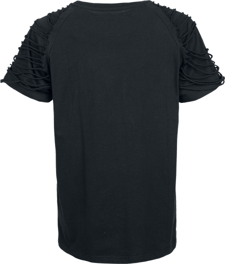 T-Shirt Manches courtes Gothic de Gothicana by EMP - T-Shirt with Distressed Shoulders - S à XXL - pour Femme - noir - Gothicana by EMP - View 2