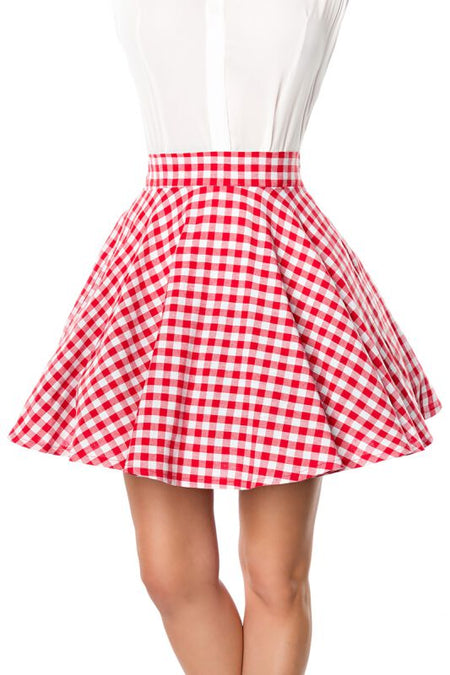 Jupe courte Rockabilly de Belsira - Kurzer Swing-Rock - L à XXL - pour Femme - rouge/blanc - Belsira