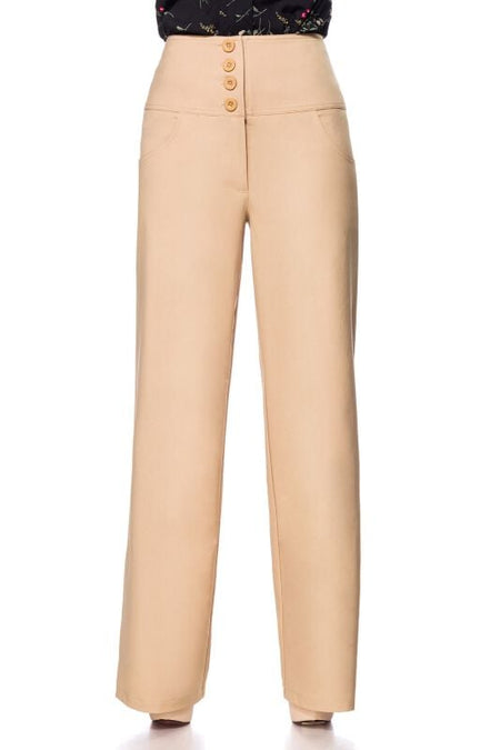 Pantalon en toile Rockabilly de Belsira - Marlenehose - S à 3XL - pour Femme - beige - Belsira