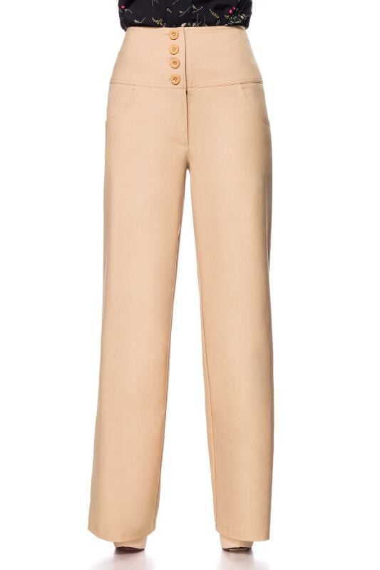 Pantalon en toile Rockabilly de Belsira - Marlenehose - S à 3XL - pour Femme - beige - Belsira