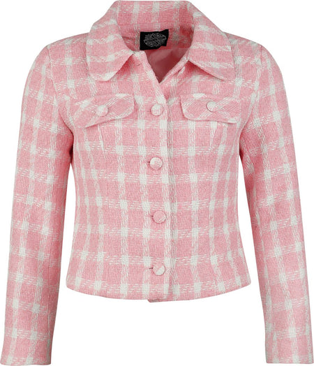Veste mi-saison  de H&R London - Gemma Gingham Jacket - XS à XXL - pour Femme - blanc/rose - H&R London