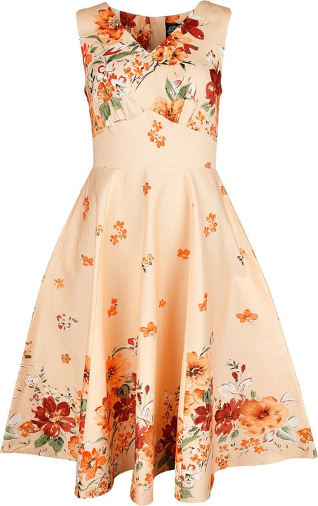 Robe mi-longue  de H&R London - Jade Floral Swing Dress - XS à XXL - pour Femme - multicolore - H&R London