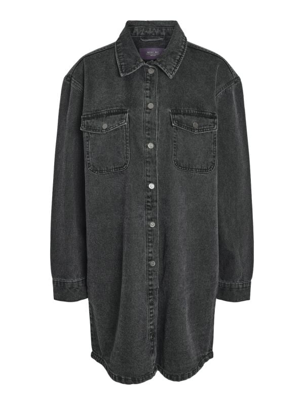 Robe mi-longue  de Noisy May - NMALVA L/S DENIM DRESS AZ387BL FWD NOOS - XS à S - pour Femme - jean noir - Noisy May
