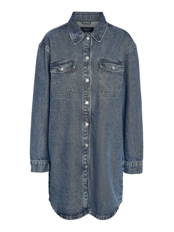 Robe mi-longue  de Noisy May - NMALVA L/S DENIM DRESS AZ351MB FWD NOOS - XS à S - pour Femme - bleu - Noisy May