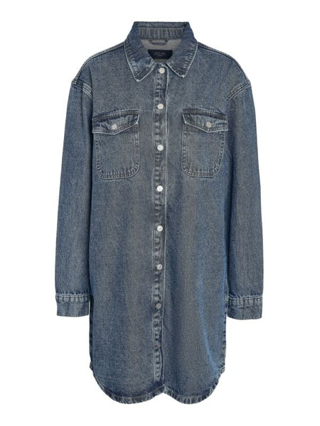 Robe mi-longue  de Noisy May - NMALVA L/S DENIM DRESS AZ351MB FWD NOOS - XS à S - pour Femme - bleu - Noisy May