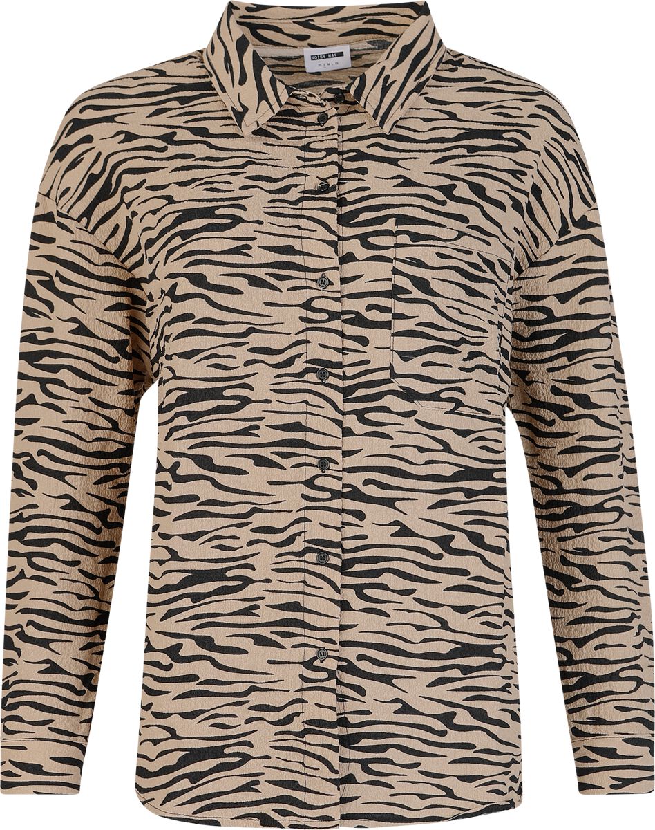 T-shirt manches longues  de Noisy May - NMRIPPLE L/S OVERSIZED SHIRT WVN NOOS - XS à L - pour Femme - multicolore - Noisy May