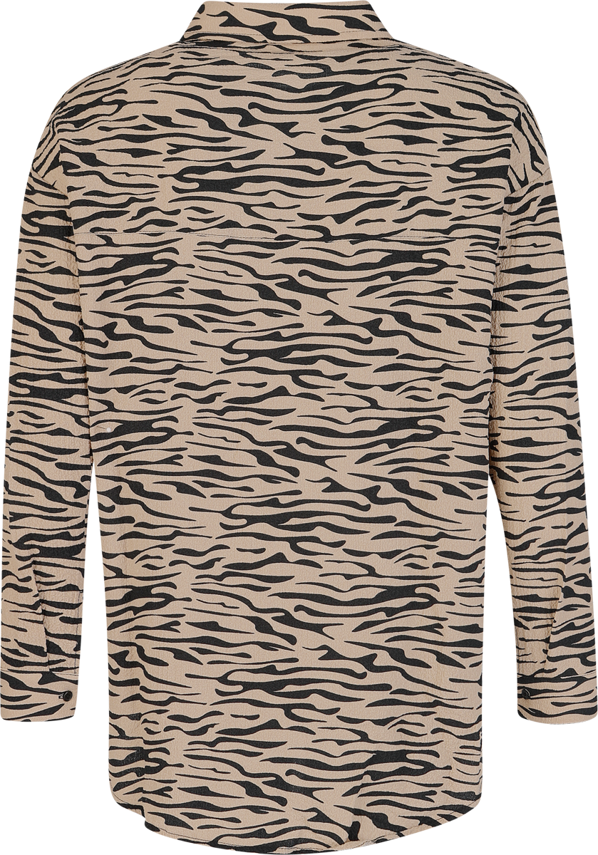 T-shirt manches longues  de Noisy May - NMRIPPLE L/S OVERSIZED SHIRT WVN NOOS - XS à L - pour Femme - multicolore - Noisy May - View 2