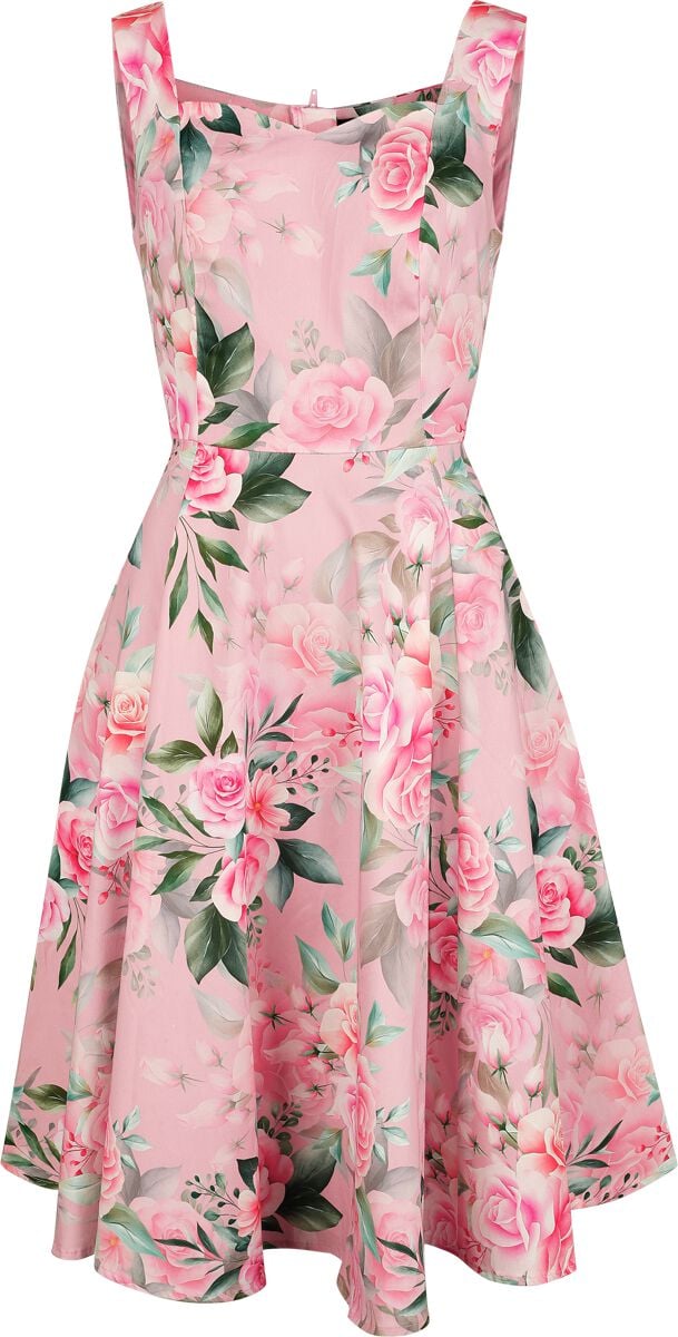 Robe mi-longue  de H&R London - Robe évasée Rosavie - XS à 3XL - pour Femme - rose/vert clair - H&R London