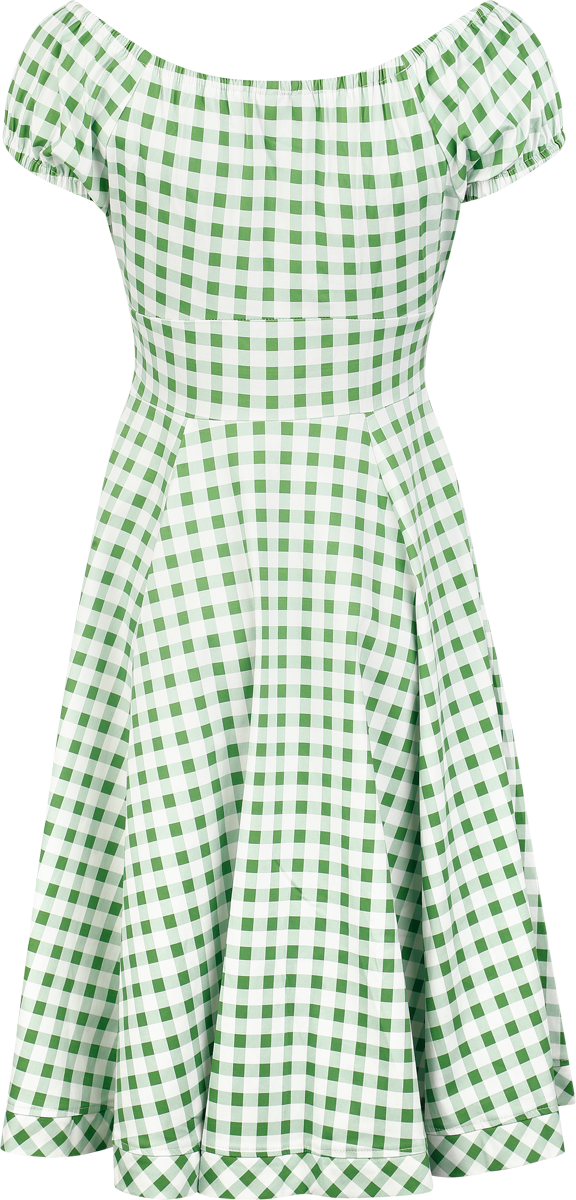 Robe mi-longue  de H&R London - Gemma Gingham Swing Dress - XS à 3XL - pour Femme - blanc/vert - H&R London - View 2