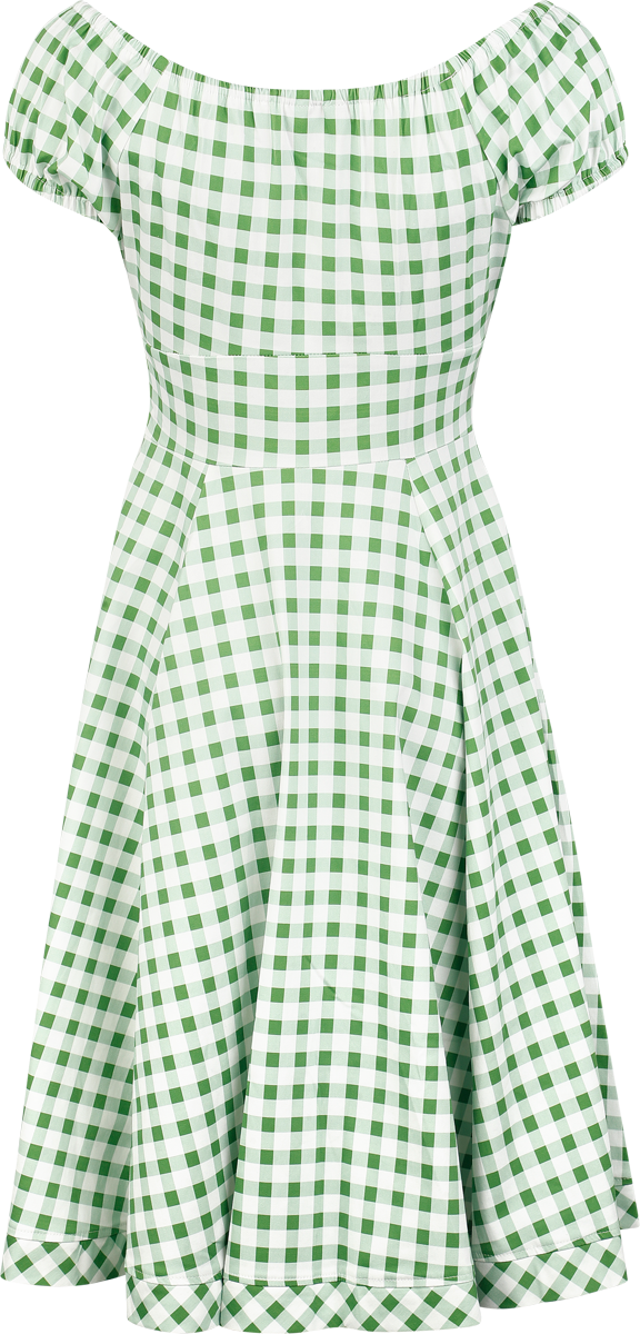 Robe mi-longue  de H&R London - Gemma Gingham Swing Dress - XS à S - pour Femme - blanc/vert - H&R London - View 2