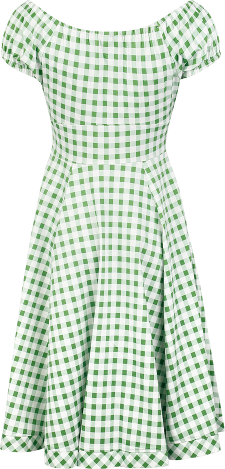 Robe mi-longue  de H&R London - Gemma Gingham Swing Dress - XS à S - pour Femme - blanc/vert - H&R London - View 2