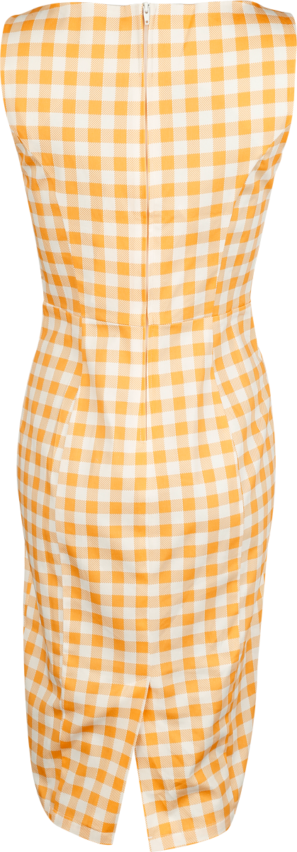 Robe mi-longue  de H&R London - Gemma Gingham Wiggle Dress - XS à XXL - pour Femme - blanc/jaune - H&R London - View 2