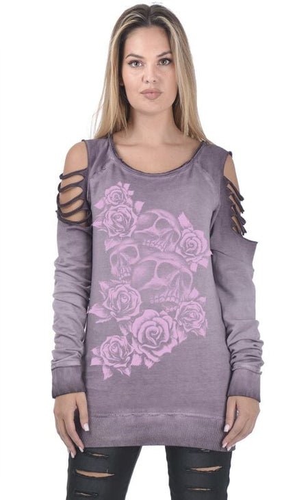 T-shirt manches longues  de Rock Rebel by EMP - S - pour Femme - violet - Rock Rebel by EMP