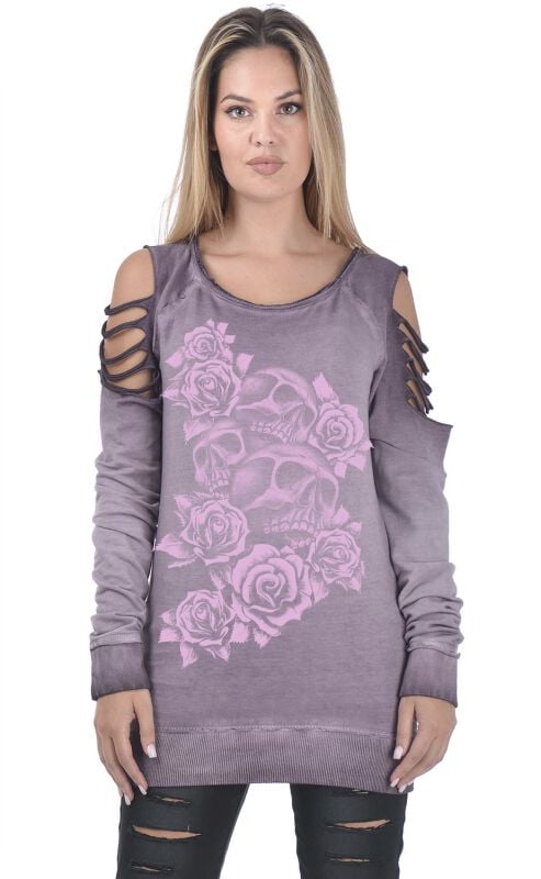 T-shirt manches longues  de Rock Rebel by EMP - S - pour Femme - violet - Rock Rebel by EMP