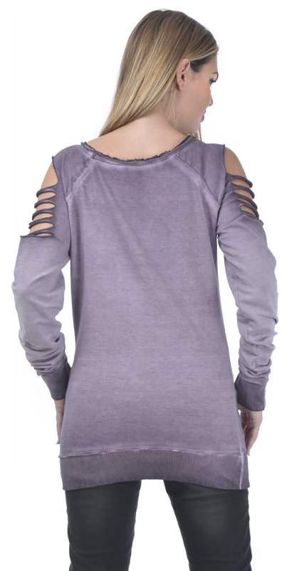 T-shirt manches longues  de Rock Rebel by EMP - S - pour Femme - violet - Rock Rebel by EMP - View 2