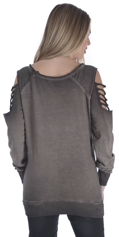 T-shirt manches longues  de Rock Rebel by EMP - S à XXL - pour Femme - marron - Rock Rebel by EMP - View 2