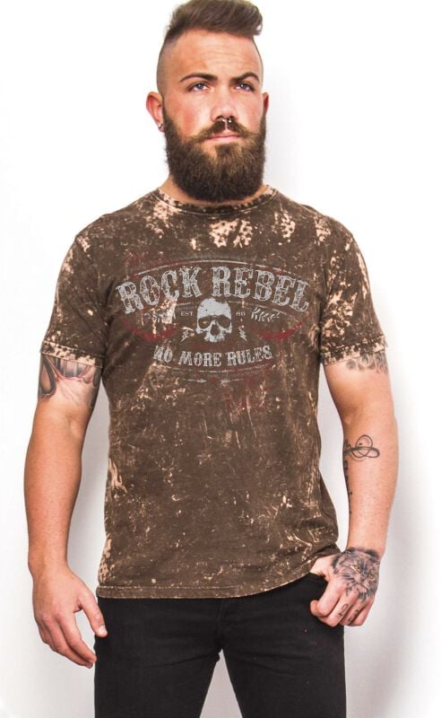 T-Shirt Manches courtes  de Rock Rebel by EMP - S à M - pour Homme - marron - Rock Rebel by EMP
