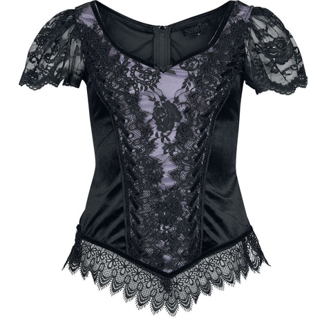 T-Shirt Manches courtes Gothic de Sinister Gothic - Top De Style Gothique - M à XXL - pour Femme - noir/lilas - Sinister Gothic